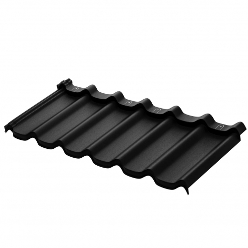 AQUASYSTEM Модульная металлочерепица, Стокгольм XXL 0,53 мм, Polyester, 1185х475 мм, Чёрный матовый (RAL9005), AQUASYSTEM